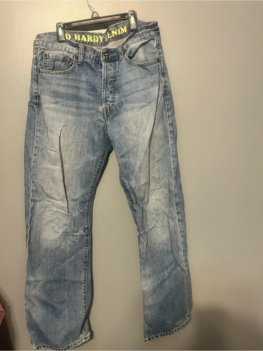Ed Hardy Men's Light Blue Relaxed Denim Jeans